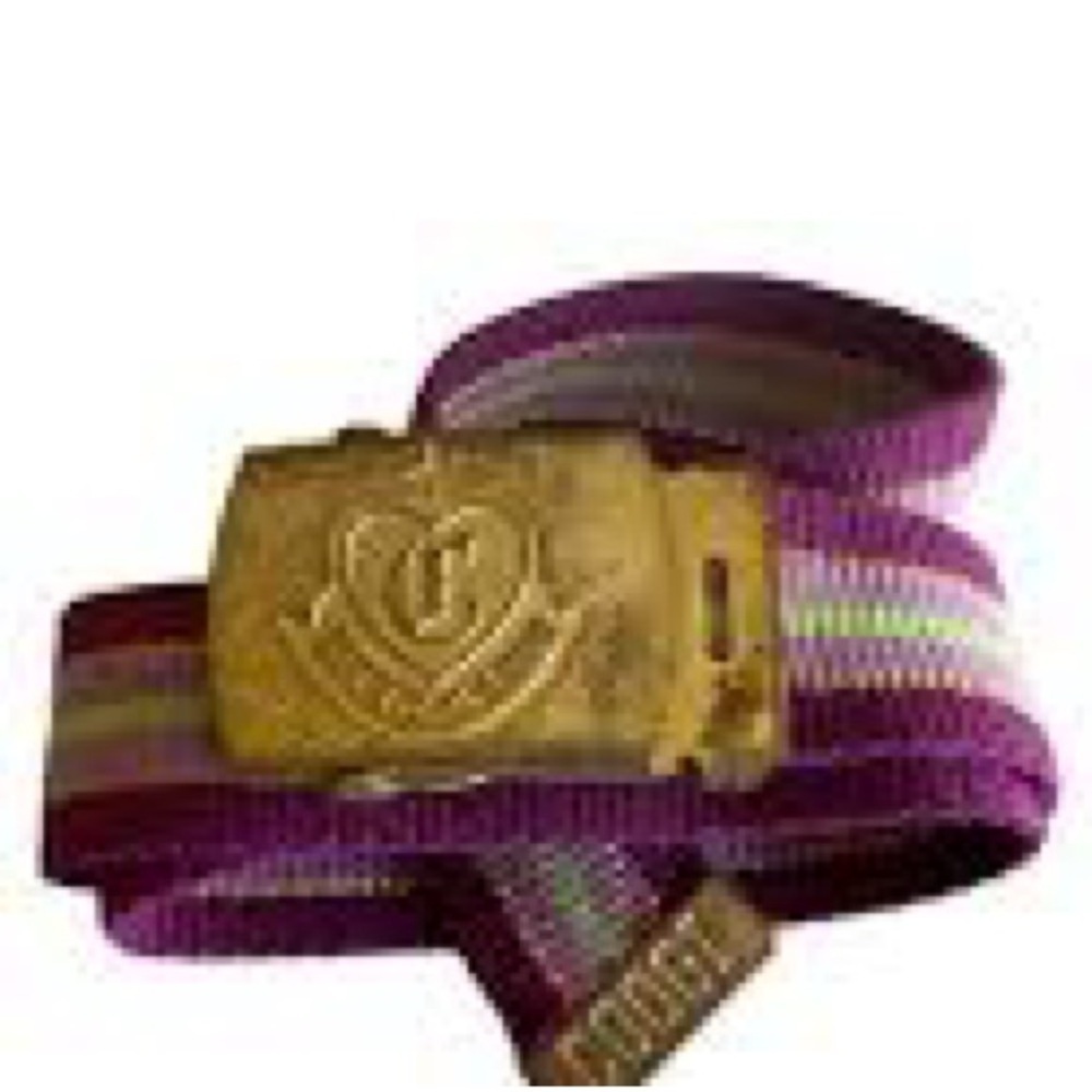Vintage COOGI L Retro Purple Gold Metallic Cotton Adjustable Striped Belt 31”L